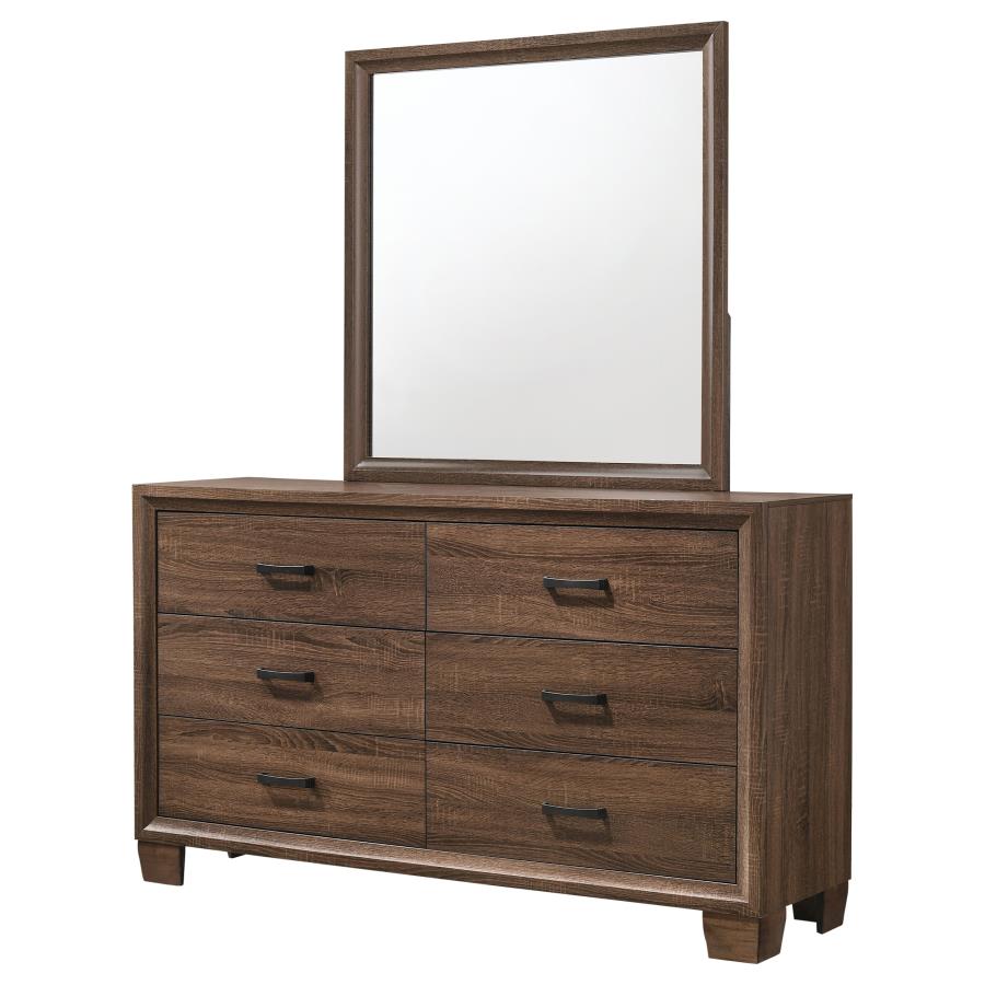 (image for) Brandon 6-drawer Dresser with Mirror Warm Brown