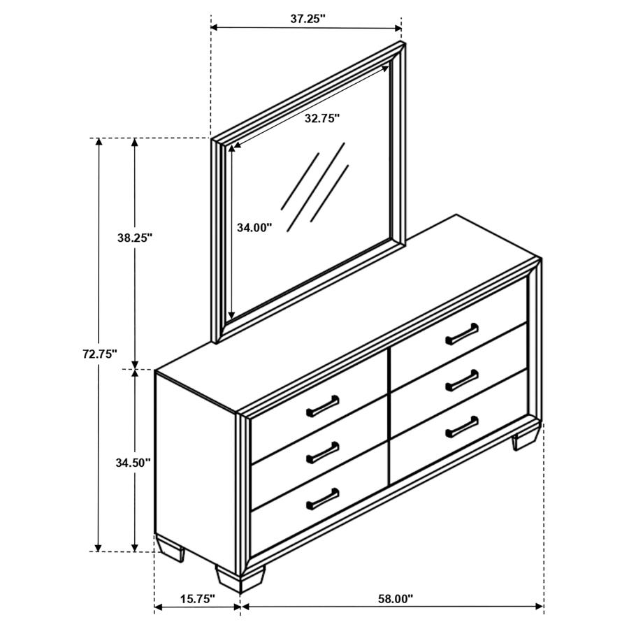 (image for) Brandon 6-drawer Dresser with Mirror Warm Brown