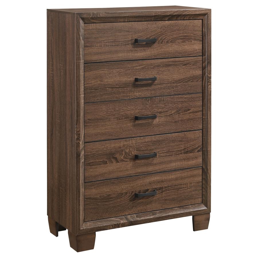 (image for) Brandon 5-drawer Bedroom Chest Warm Brown