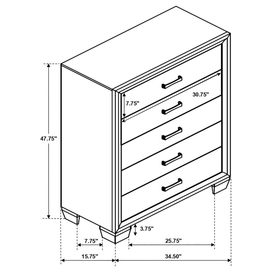 (image for) Brandon 5-drawer Bedroom Chest Warm Brown