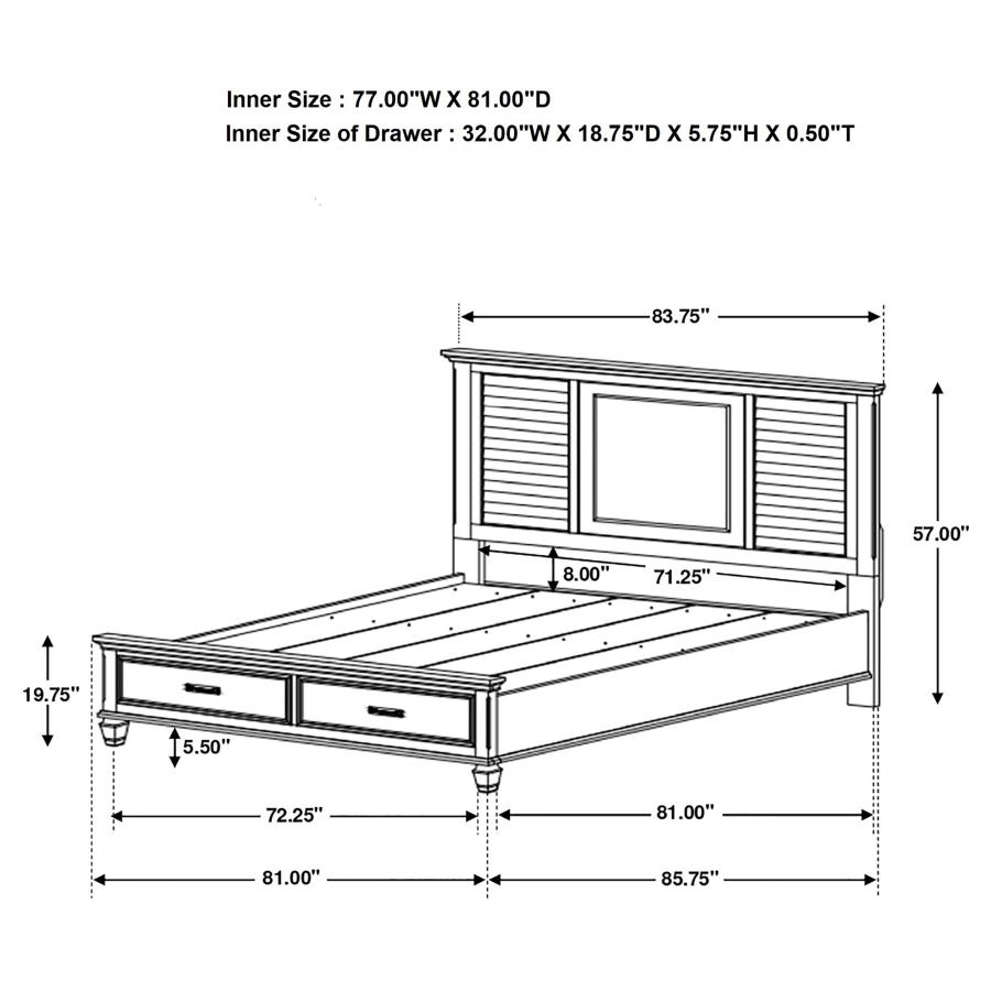 (image for) Franco 4-piece Eastern King Bedroom Set Distressed White