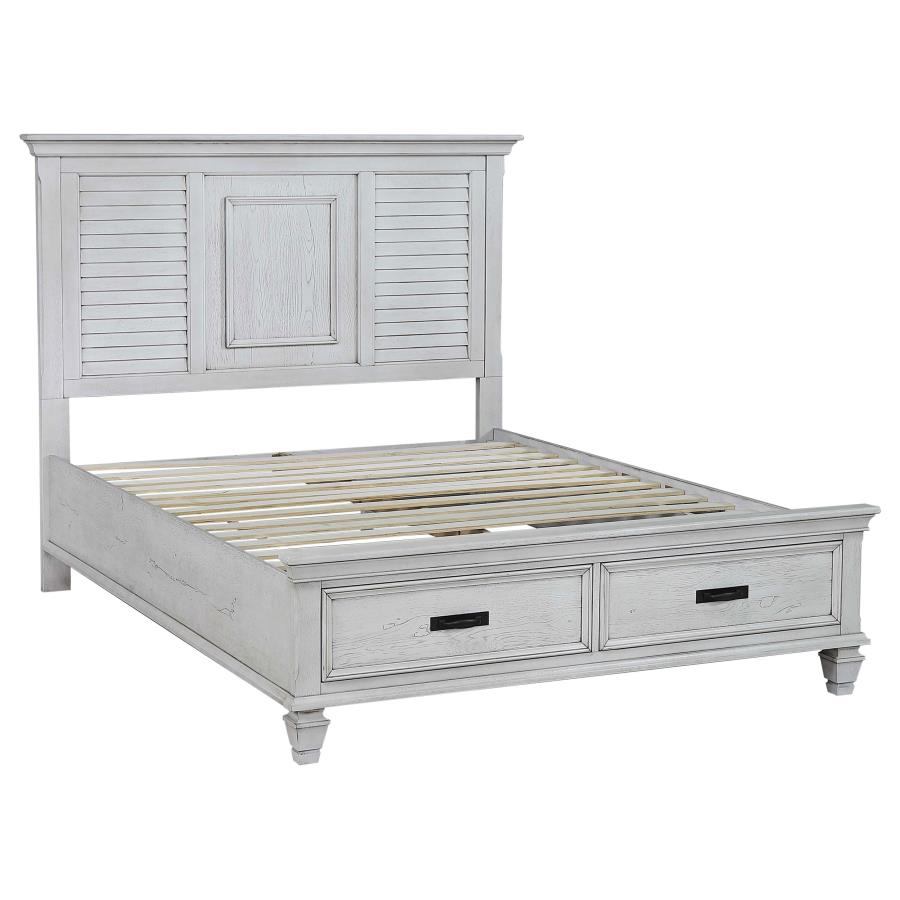 (image for) Franco California King Storage Panel Bed Distressed White