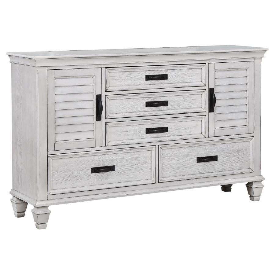 (image for) Franco 4-piece Queen Bedroom Set Distressed White