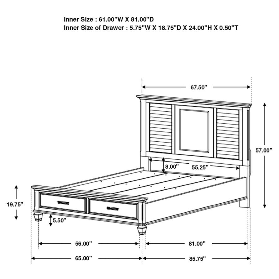 (image for) Franco 5-piece Queen Bedroom Set Distressed White