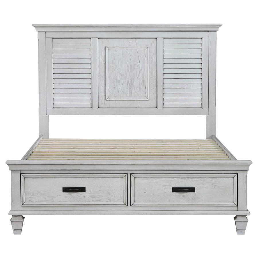 (image for) Franco Wood Queen Storage Panel Bed Distressed White