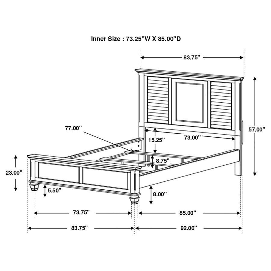 (image for) Franco Wood California King Panel Bed Distressed White