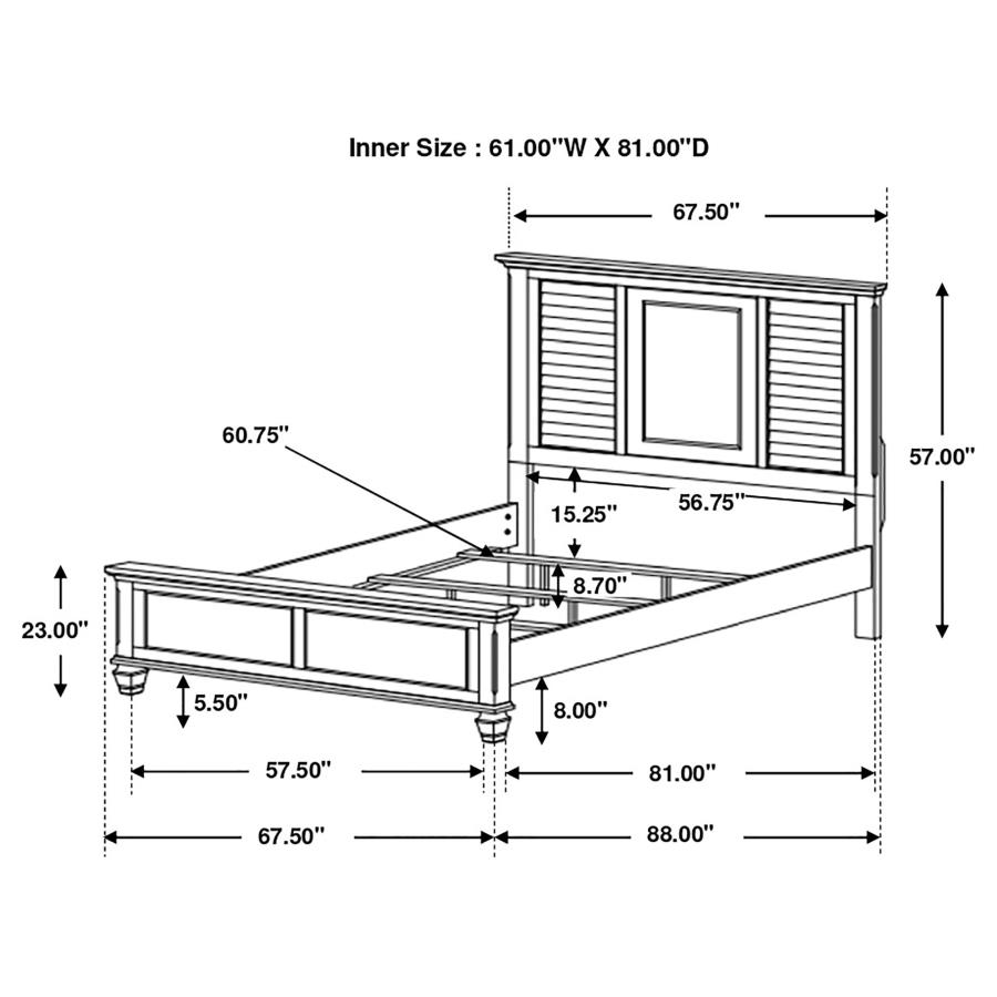 (image for) Franco Wood Queen Panel Bed Distressed White