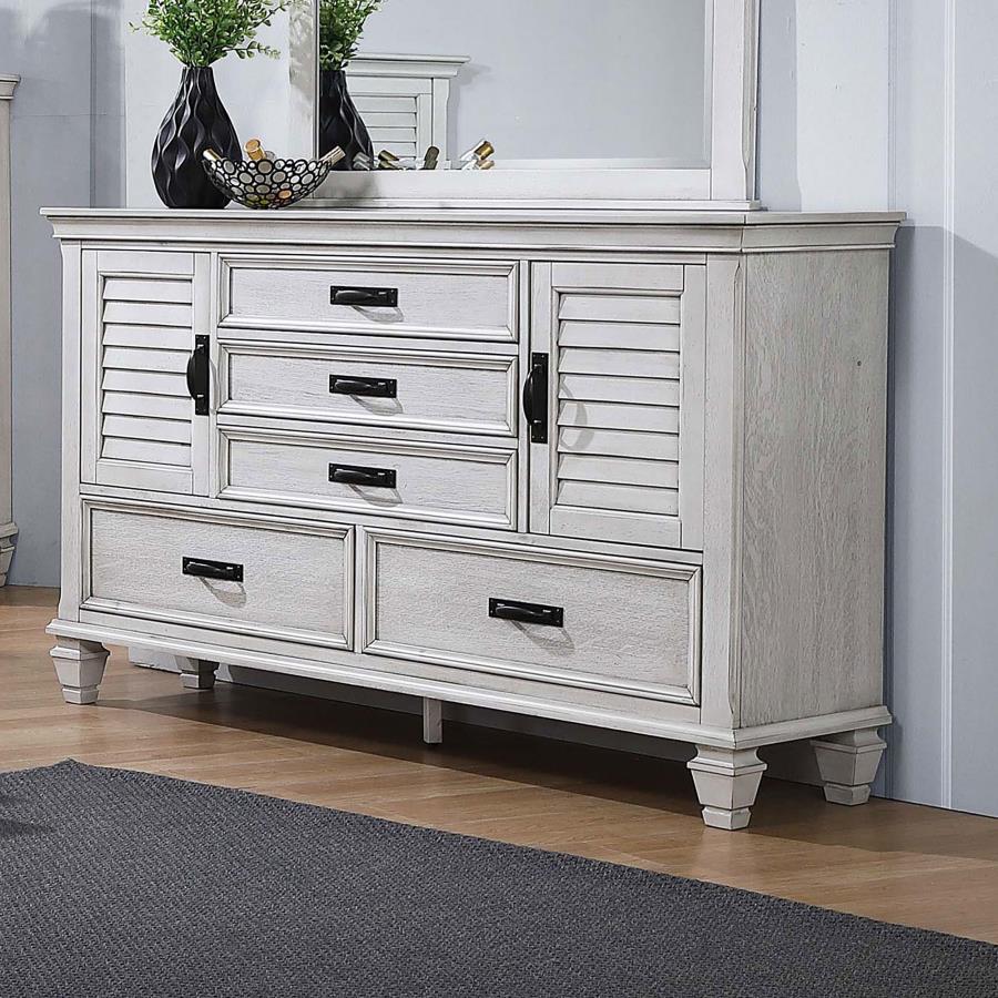 (image for) Franco 5-drawer Dresser Distressed White