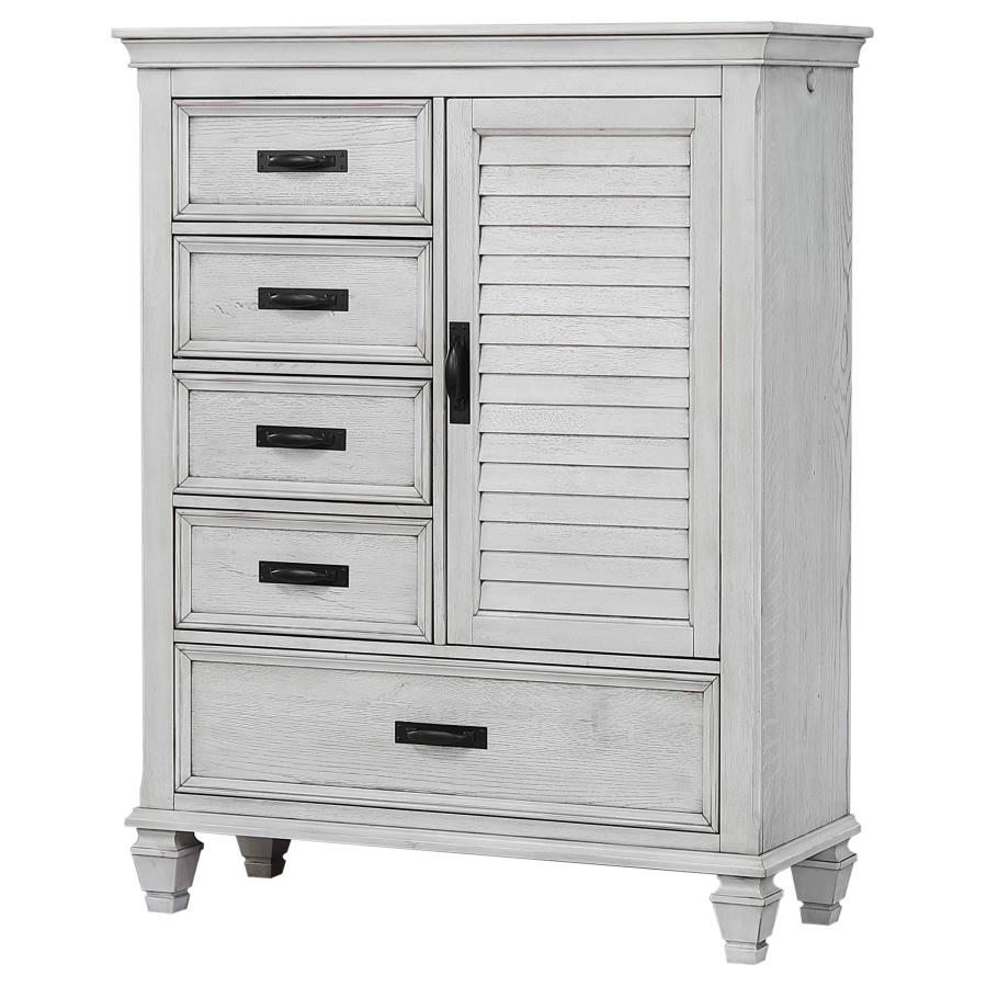 (image for) Franco 5-drawer Door Chest Distressed White