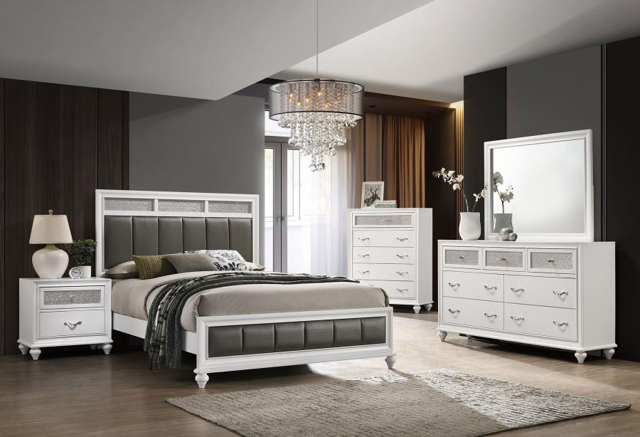 (image for) Barzini 4-piece Eastern King Bedroom Set White - Click Image to Close