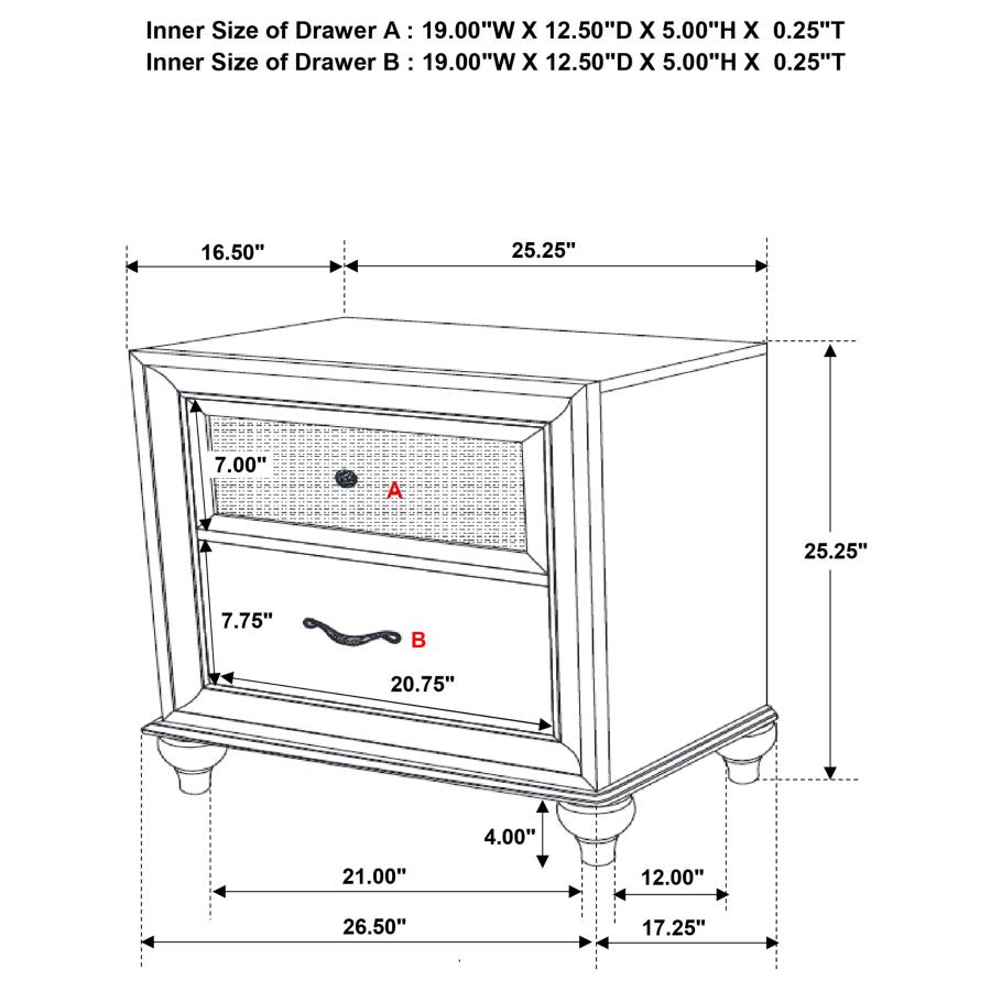 (image for) Barzini 2-drawer Nightstand White