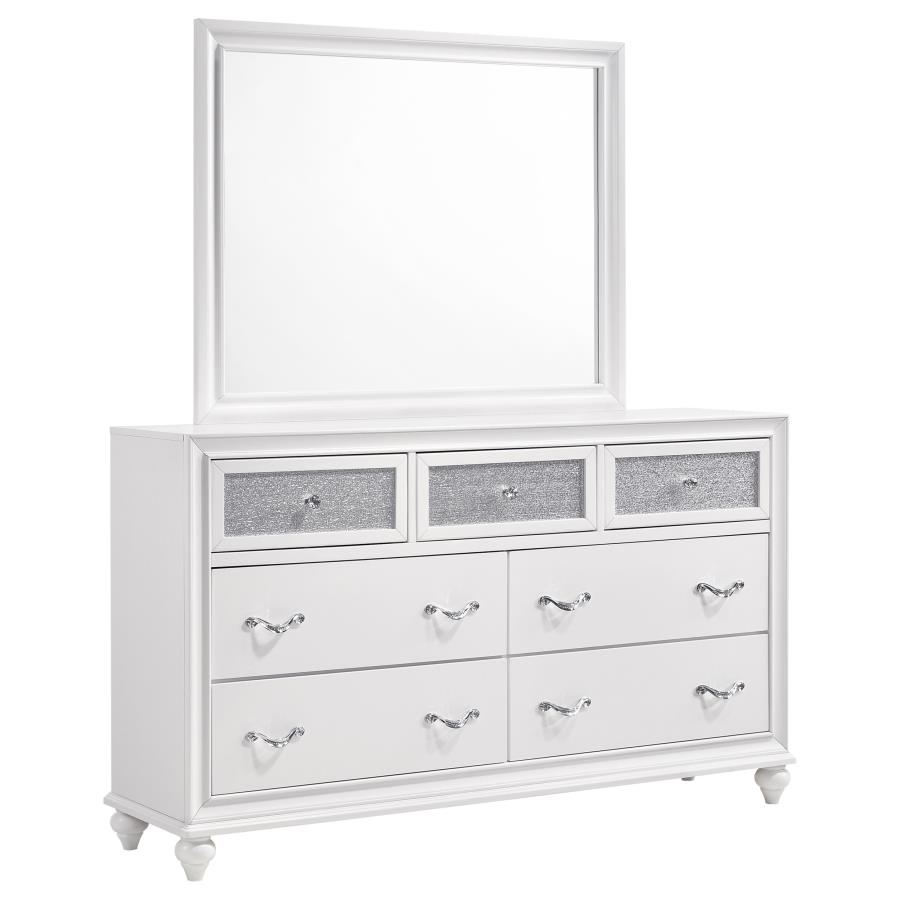 (image for) Barzini 7-drawer Dresser with Mirror White - Click Image to Close