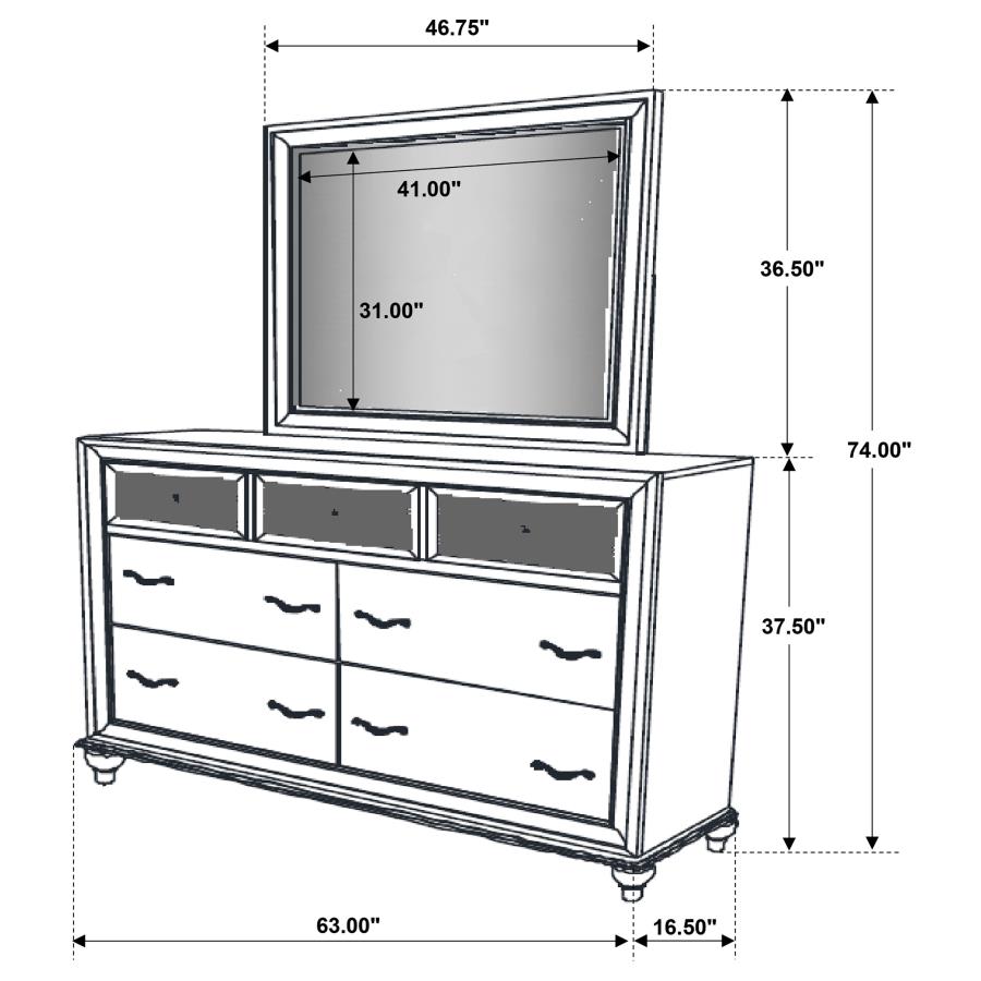 (image for) Barzini 7-drawer Dresser with Mirror White