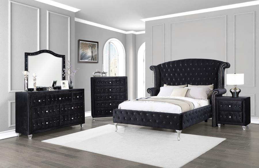 (image for) Deanna Upholstered Eastern King Wingback Bed Black