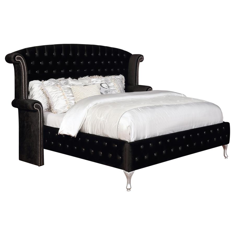 (image for) Deanna Upholstered California King Wingback Bed Black