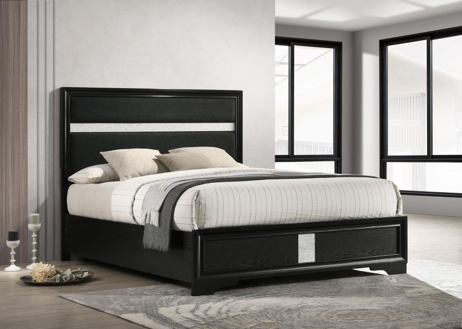 (image for) Miranda 54-inch Upholstered Eastern King Panel Bed Black