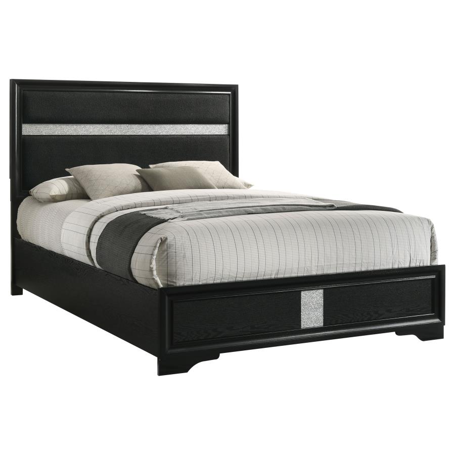 (image for) Miranda 54-inch Upholstered California King Panel Bed Black