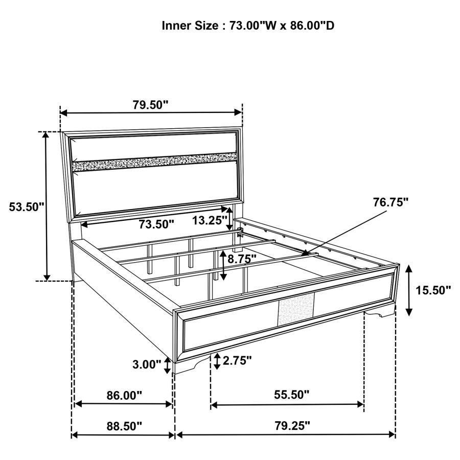 (image for) Miranda 54-inch Upholstered California King Panel Bed Black