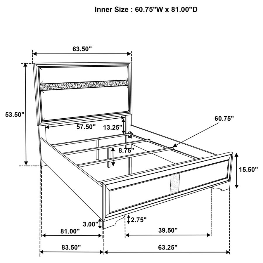 (image for) Miranda 54-inch Upholstered Queen Panel Bed Black