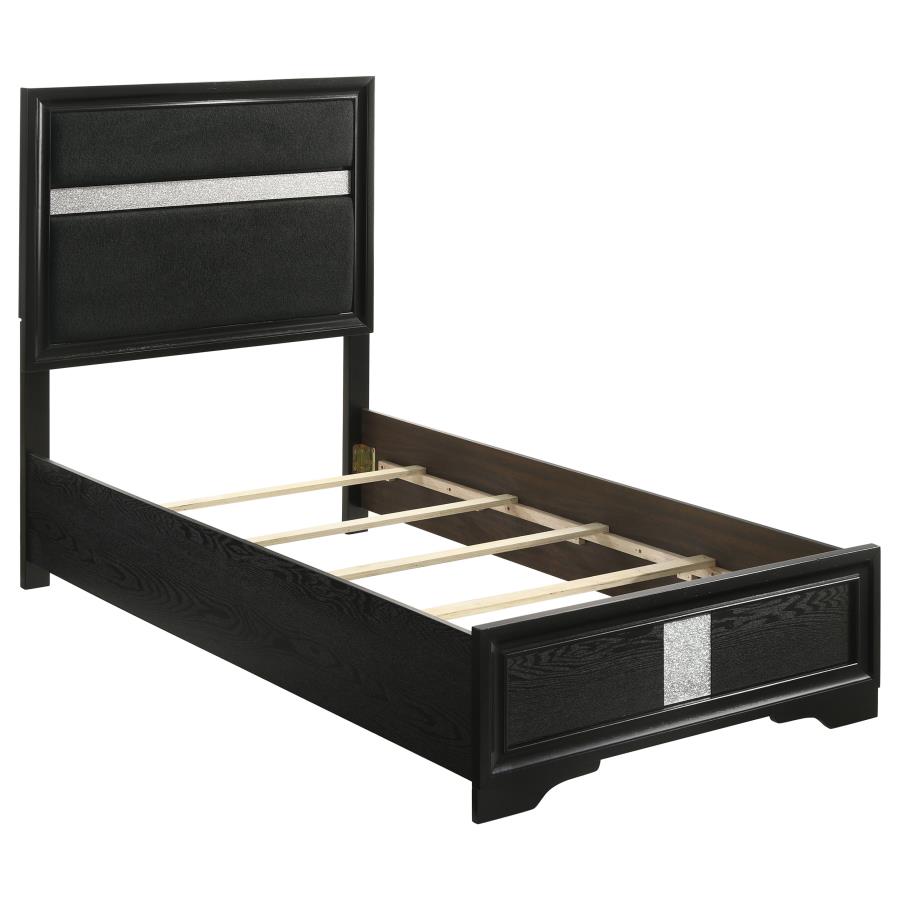 (image for) Miranda 54-inch Upholstered Twin Panel Bed Black