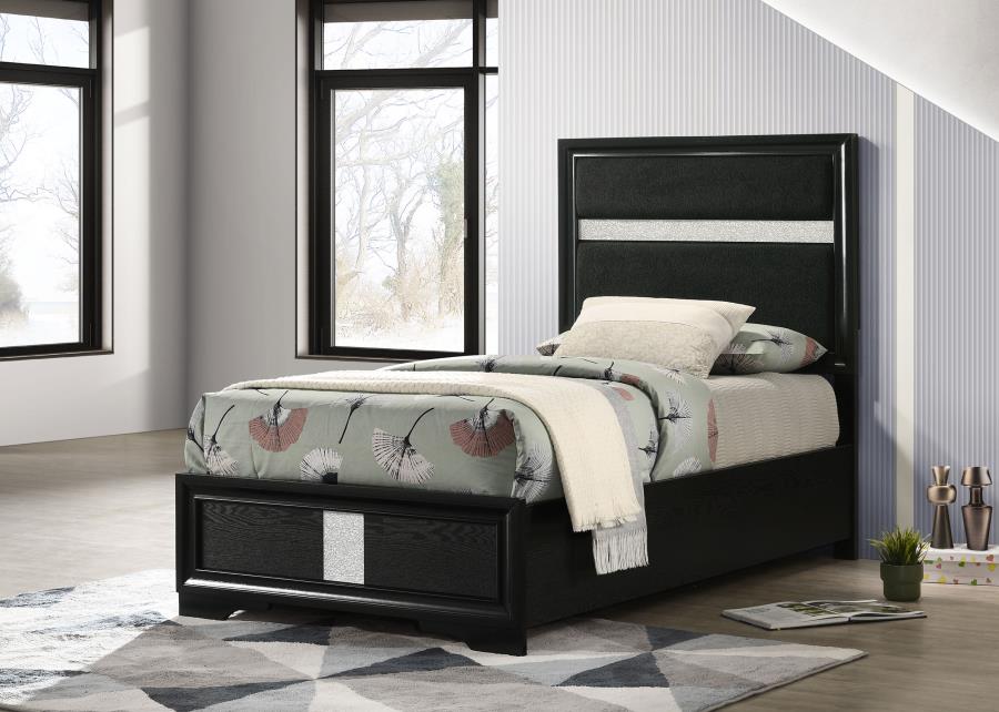 (image for) Miranda 54-inch Upholstered Twin Panel Bed Black