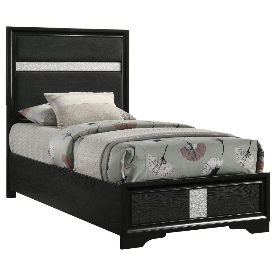 (image for) Miranda 54-inch Upholstered Twin Panel Bed Black