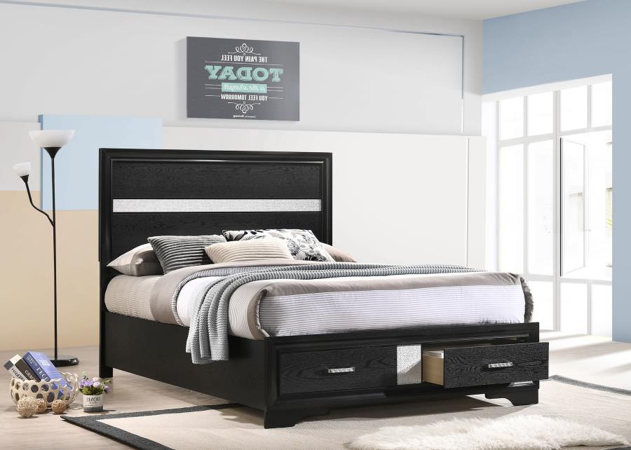 (image for) Miranda 51-inch Wood Full Storage Panel Bed Black