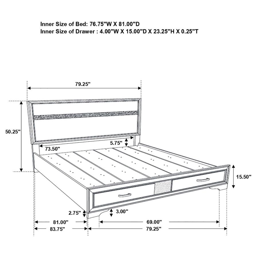 (image for) Miranda 51-inch Wood Eastern King Storage Panel Bed Black