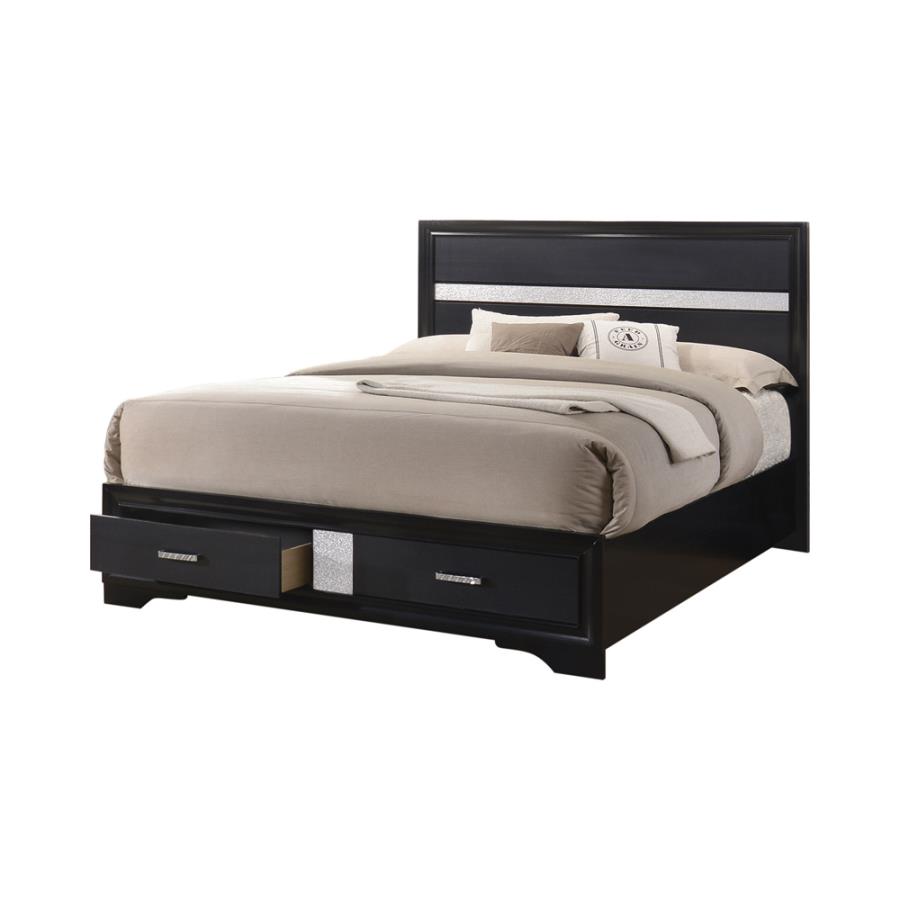 (image for) Miranda 51-inch Wood California King Storage Panel Bed Black