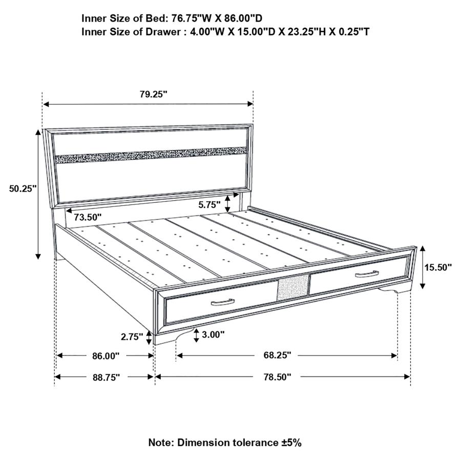 (image for) Miranda 51-inch Wood California King Storage Panel Bed Black