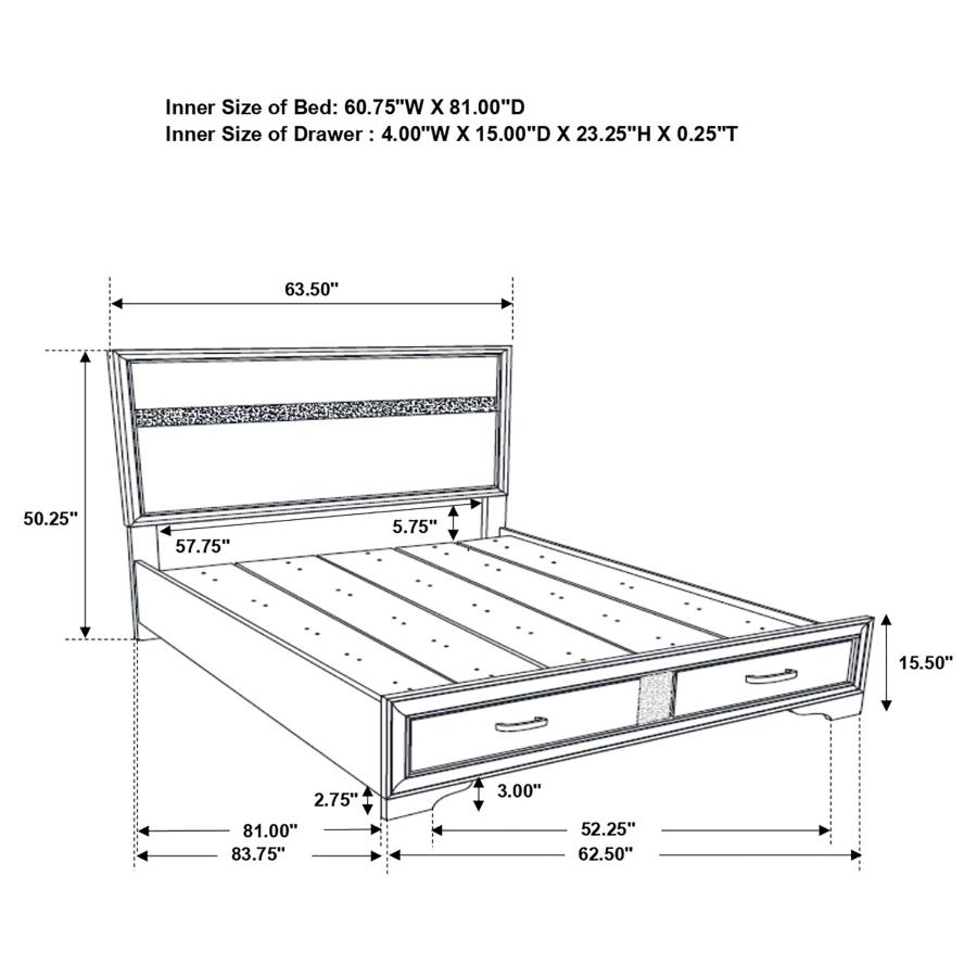 (image for) Miranda 51-inch Wood Queen Storage Panel Bed Black