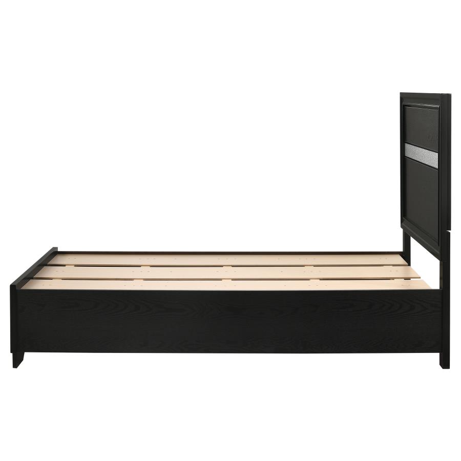 (image for) Miranda 51-inch Wood Twin Storage Panel Bed Black