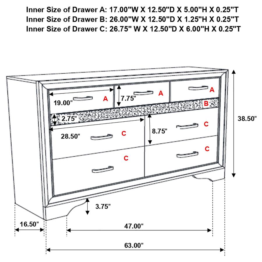 (image for) Miranda 7-drawer Dresser Black