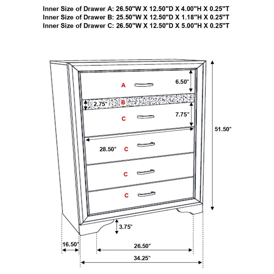 (image for) Miranda 5-drawer Bedroom Chest Black