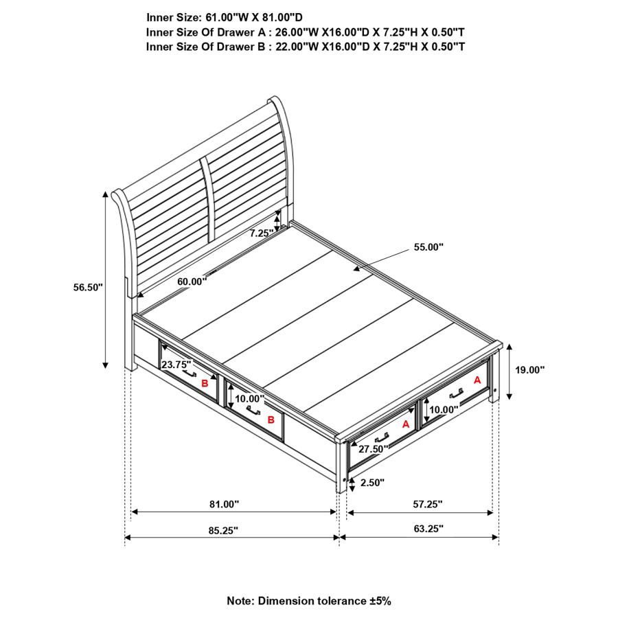 (image for) Barstow Queen Storage Bed Pinot Noir