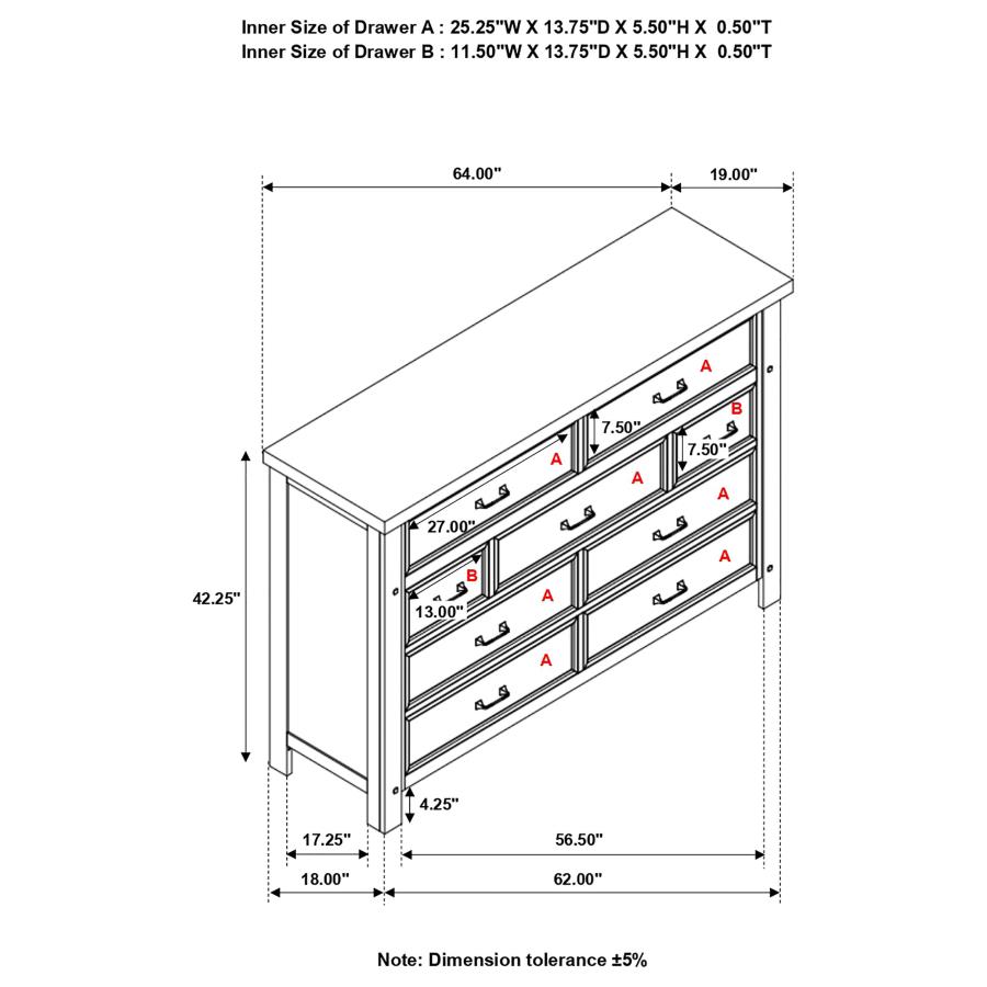 (image for) Barstow 9-drawer Dresser Pinot Noir