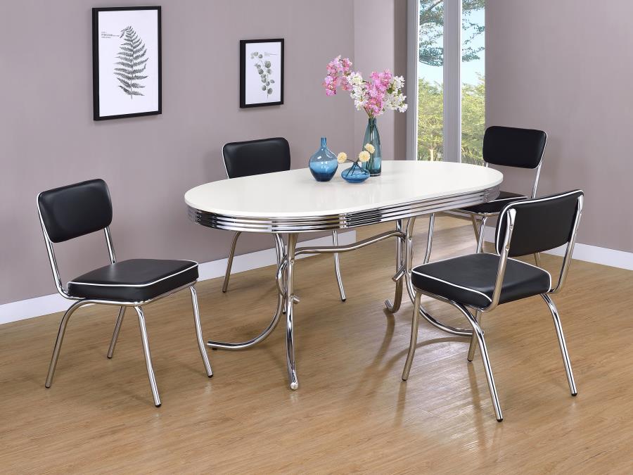 (image for) Retro 5-piece Oval Dining Table Set White and Black