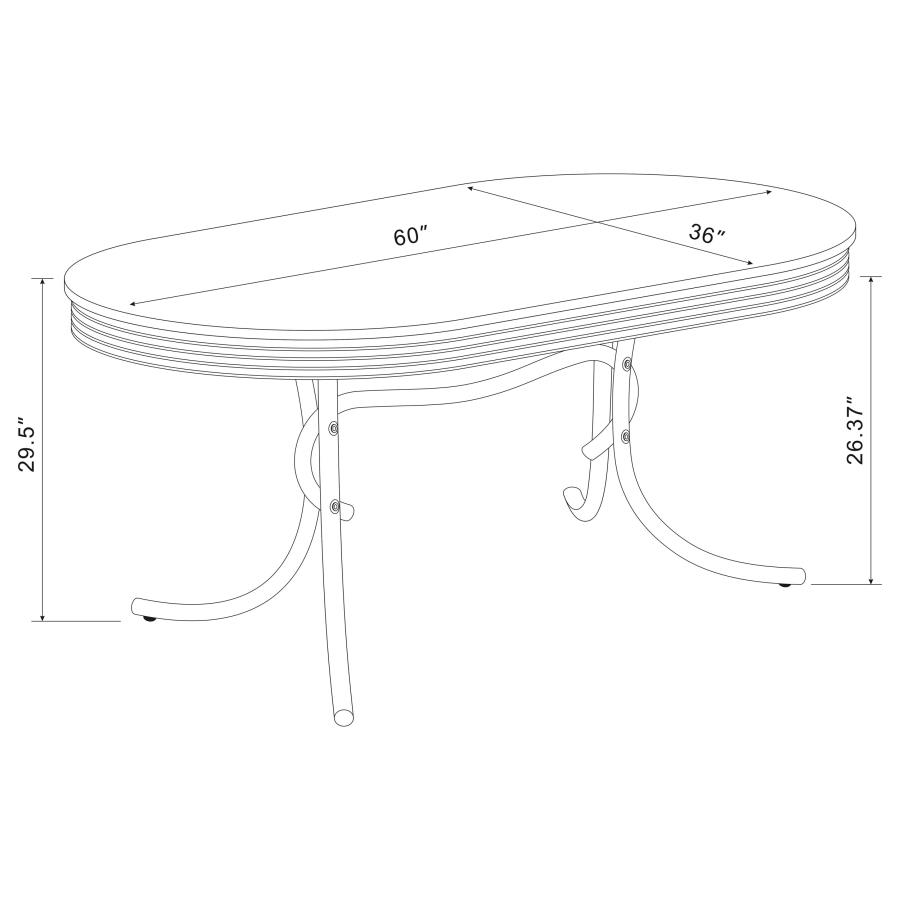 (image for) Retro 5-piece Oval Dining Table Set White and Red