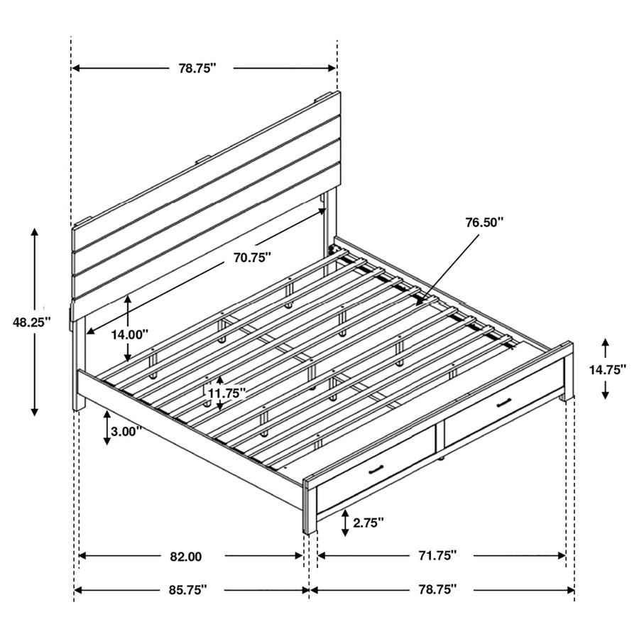 (image for) Brantford Wood Eastern King Storage Panel Bed Barrel Oak