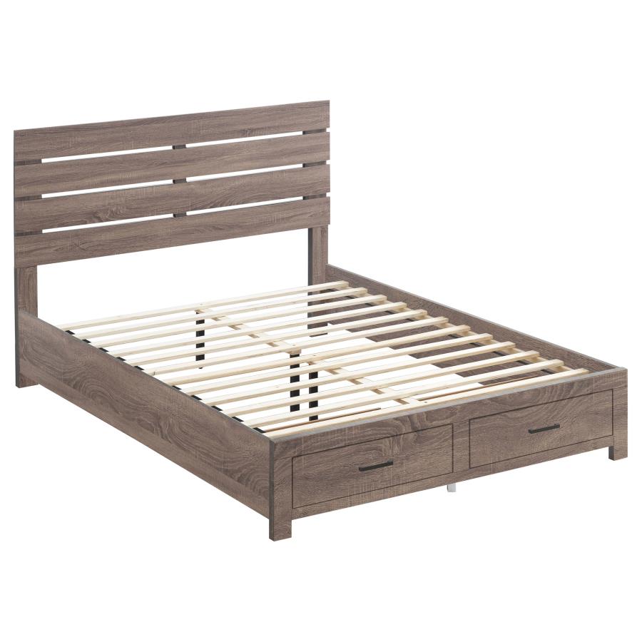 (image for) Brantford Wood Queen Storage Panel Bed Barrel Oak - Click Image to Close