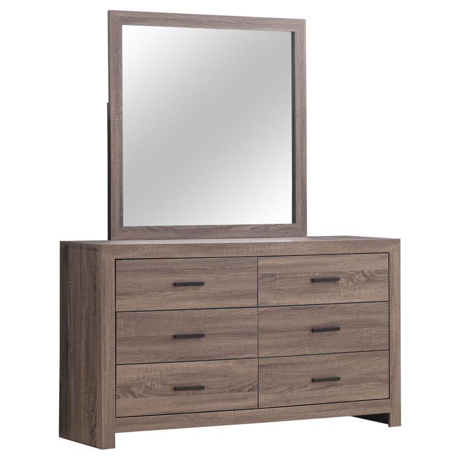 (image for) Brantford 6-drawer Dresser with Mirror Barrel Oak