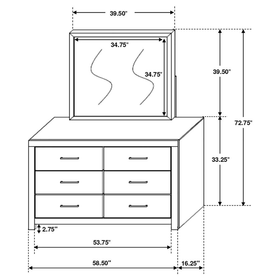 (image for) Brantford 6-drawer Dresser with Mirror Barrel Oak