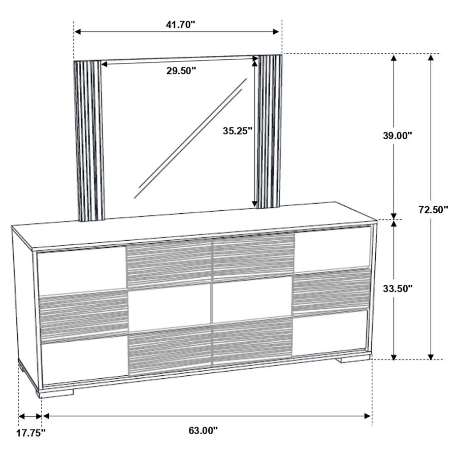 (image for) Blacktoft 6-drawer Dresser with Mirror Black