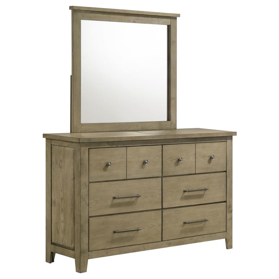 (image for) Hazlewood 6-drawer Bedroom Dresser with Mirror Vineyard Oak
