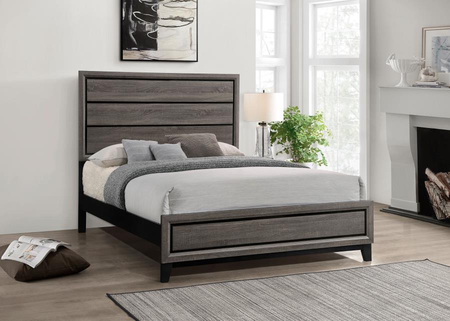 (image for) Watson Wood Queen Panel Bed Grey Oak