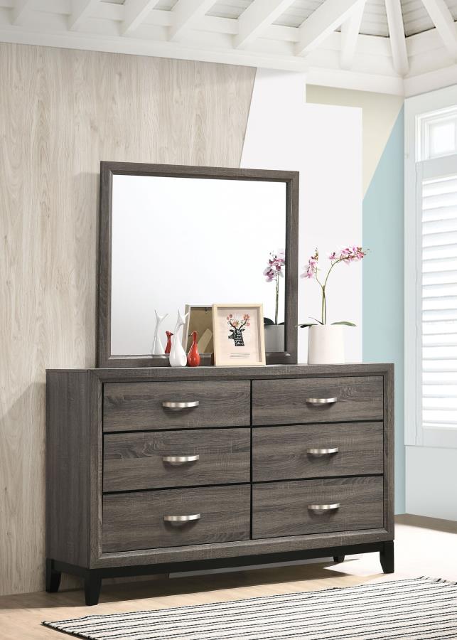 (image for) Watson 6-drawer Dresser with Mirror Grey Oak