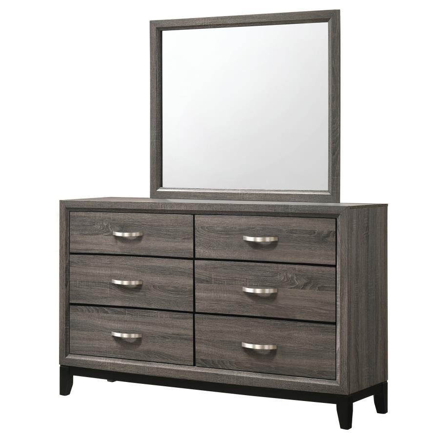 (image for) Watson 6-drawer Dresser with Mirror Grey Oak