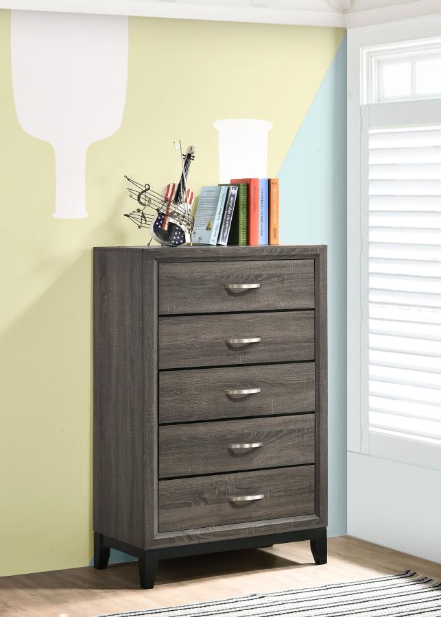 (image for) Watson 5-drawer Bedroom Chest Grey Oak