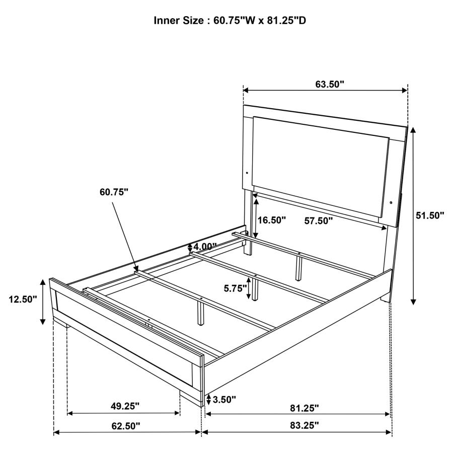 (image for) Hyland Wood Queen LED Panel Bed Natural and White