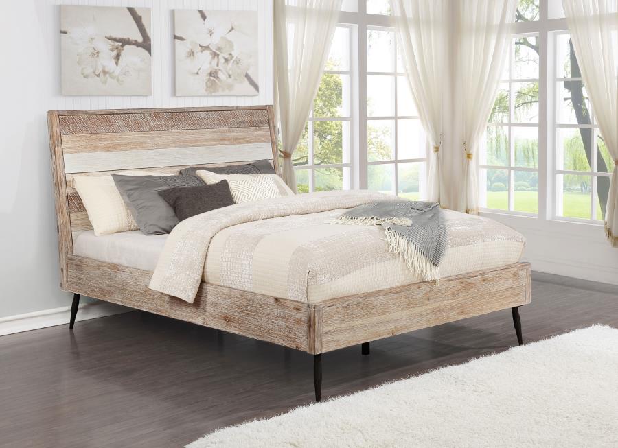 (image for) Marlow Wood Eastern King Panel Bed Rough Sawn Multi